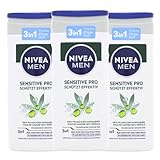 3x NIVEA MEN Sensitive Pro je 250ml Duschgel 3in1 mit Hanfsamen-Öl Cremedusche