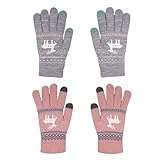 2 Paare Handschuhe Winter Handy Touch Damen,Warme Winterhandschuhe,Bequemer Laden Damen Handschuhe,Weihnacht-Rentier-Motiv,Zwei Farben Für Männer Und Frauen Geschenk Weihnachten Und Anderen Feiertagen