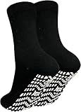 ZAKASA Stoppersocken Herren Antirutsch Socken: ABS Rutschfeste Socken Männer Anti Rutsch Socken mit Noppen Baumwolle Noppensocken Sportsocken 47-50 Schwarz-1 Paar