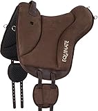 Equinate Reitpad Newfield aus synthetischem Wildleder Pferd Braun - Bareback Pad mit pflegeleichter Neopren Unterseite - Reitkissen Baumloser Sattel