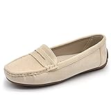 IF Fashion Schuhe Mokassins Slip On Loafers Weich Damen mit Strass Pietri Wildleder 7137, 245 Beige, 38 EU