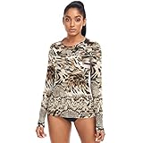 Deutschland Flagge Adler Damen Rashguard Top UV-Schutz Sonnenshirts, Leopardenmuster mit Schlangenmuster, L