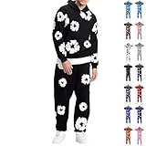 Weiß Jogginganzug Herren Set,Jogging Anzug Herren Kapuzenpullover Und Jogginghose Trainingsanzug Sportanzug Einfarbig Hoodie mit Taschen Y2k Hip Hop Tracksuit Set Freizeitanzug Orange Große Größe 4xl