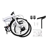 20' 6-Gang Faltrad Klappfahrrad Modern Klapprad Folding FahrräDer Faltbares Erwachsene City Bike Einstellbar Unisex Damen Herren Geeignet FüR Stadt Camping Sport Outdoor Radfahren Pendeln Weiß
