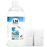 LM Puzzlekleber/Conserver & Lack 500 ml + 4 Schwämmchen - Transparent - zum Teile verkleben von großen & Kleinen Puzzles. Der Fixierer kann mit einem Schwamm oder Pinsel aufgetragen Werden