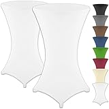 Gräfenstayn 2er-Set Stretch Stehtischhusse Diana mit Öko-Tex Siegel, Verstärkung im Fußbereich, in vielen Farben und Größen Ø60-65cm / Ø70-75cm / Ø80-85cm (Weiß, Ø60-65cm)