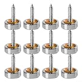 Edelstahl-Spiegelabdeckung, 12 Stück, mit Kupfer- und Gummi-Unterlegscheiben für eine schicke Note für Ihre Spiegel