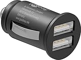 Goobay 44177 Dual USB Port Auto Ladegerät Adapter Zigarettenanzünder USB 12V / 24V Kfz Mini Adapter Auto Ladestecker A Car Charger 12W