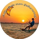 Tortenaufleger Wunschname, Kitesurfer, Wassersport, Sport, Tortendeko, Cake Decoration Fondant, Ø 20cm, 0176 Top Qualität