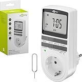 goobay - Zeitschaltuhr digital mit 16 Programmen - Zeitschaltuhr Steckdose mit Zufallsmodus zum Einbruchschutz - Timer Steckdose inkl. 100 Tage Back-up Akku - 3680W - 230V (AC) - 16A - 64900