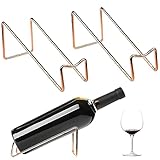 JLNGTHONG 2 Stück Freistehend Weinregal, Elegante Weinflaschenhalter, Metall Weinregal Klein, Flaschenregal Stapelbar, für Home Bar Zubehör Zimmer Küche Dekoration, ideal für Weinliebhaber