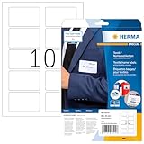 HERMA 4514 Namensetiketten ablösbar, 20 Blatt, 80 x 50 mm, 10 pro A4 Bogen, 200 Stück, selbstklebend, bedruckbar, rückstandsfrei abziehbare Acetatseide Namensaufkleber Etiketten, weiß