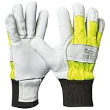 Gebol Worker Pro Thermo Comfort, Arbeitshandschuhe aus Leder, wasserabweisende Handschuhe Herren mit kälteisolierendem Futter für den Winter, Schutzhandschuhe Gr. XL (Gr. 10), Gelb/Weiß