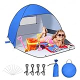 Jsdoin Strandmuschel Pop Up mit UV SchutzPop UpZelt Strandzelt,Koffertauglich Zelt für L (2-3) Personen/XL (3-4) Personen inkd. Wurfzelt Beach Tent für Camping Garten Familien mit Tragetasche