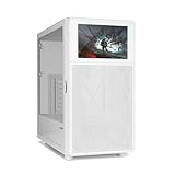 NOX XTREME PRODUCTS Hummer BIOS White – ATX/Micro-ATX/ITX Midi-Tower mit 8'-LCD-Display, Front Metal Mesh, Seitenfenster aus gehärtetem Glas, Platz für 11 Lüfter, USB-C/USB 3.0, Weiß