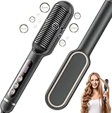Haarglätter Bürste Ionen glättungsbürste, Hair Straightening Brush mit Nano-Titan-Beschichtung für Gleichmäßige Hitze, Glätteisen Kamm mit 9 Heizstufen und LED-Anzeige Professioneller Haarglättbürste