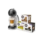 De'Longhi Mini Me Kaffeemaschine für Kaffeekapseln Dolce Gusto für Espresso mit 3 Kaffeepackungen, EDG155.BG, 0,8 l, Schwarz, Grau