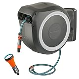 GARDENA Wand-Schlauchbox RollUp M-L (weiß) 25 m, flexible Bewässerung für mittelgroße bis große Gärten, Schwenkbare Schlauchbox, inklusive 25 m Gardena Qualitätschlauch und Montagehilfe (18622-60)
