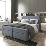 EURO-MOEBEL Bett Doppelbett Boxspringbett SENO Topper Visco + 2 Bettkästen, H3 (Dunkelgrau -Coral 80, 160 x 200 cm)