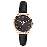 Fossil Uhr für Damen Daisy 3Zeiger, Quarzwerk, 34mm Rose Gold Edelstahlgehäuse mit Lederarmband, ES4793