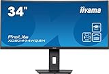 iiyama ProLite XCB3494WQSN-B5 Curved 86.4cm 34 Zoll VA LED-Monitor UWQHD HDMI DP USB3.0 USB-C 65W LAN KVM-Switch Höhenverstellung FreeSync schwarz