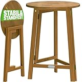 Casaria® Stehtisch Holz Klappbar 110cm Hoch Ø80 cm Rund Akazie Rustikal Indoor Outdoor Bistrotisch Biertisch Gartentisch Klapptisch Partytisch Bartisch