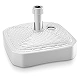 Deuba® Sonnenschirmständer Poly Rattan Eckig bis Ø 26 mm Mast Befüllbar Sonnenschirm Schirmständer Ständer Gartenschirm Balkon Terrasse Garten Weiß