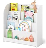 Bellabino Baru Kinderbücherregal, Montessori Regal mit 4 Ablagefächern, Bücherregal Kinderzimmer, Kinderregal weiß, Maße (HxTxB): 88 x 30 x 80 cm