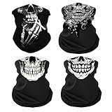 BbiuRer 4 Stück Totenkopf Maske, Skelett Masken, Schlauchschal Multifunktional, Halstuch Motorrad Herren, Halloween Vollgesichtsmaske, Atmungsaktive Skull Mask für Outdoor, Motorrad Zubehör
