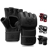 BEASTRAGE MMA Handschuhe für Männer und Frauen,Martial Arts Mitts Grappling Sparring,Ventilated Palm, VEGAN Leder, Cage Fighting, Muay Thai, Kickboxen, Boxsack, Boxen, Kickboxen (XL, SCHWARZ)