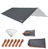 Unigear Zeltplane, Tarp für Hängematte, wasserdicht mit Ösen + 6 Erdnägel+ 6 Seilen, Regenschutz Sonnenschutz für Ourdoor Camping MEHRWEG