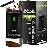 Zolmer Elektrische Kaffeemühle mit Kegelmahlwerk – USB wiederaufladbar grinder elektrisch, 15 Mahlstufen stufenlos einstellbar, Espressomühle & Gewürzmühle, leiser Motor kompakt & leicht zu reinigen