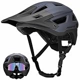 Favoto Mountainbike Fahrradhelm mit Schirm Leicht - Doppelte Inmould Technologie MTB Helm für Damen Herren Rennradhelm L(59-61cm) Verstellabr Grau
