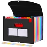 Diboniur Fächermappe A4 Dokumentenmappe mit 12 Fächer, Aktenordner Ordnungsmappe A4 Sortiermappe Bunte Dokumenten Organizer, Mappen Ordnersystem, Große Kapazität (Schwarz)