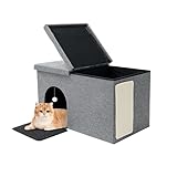 Katzenklo Gehäuse versteckte Katzentoilette Möbelbox versteckte Katzentoilette Möbel mit Katzentoilette und Geruchskontrolle Filter für große Katzen für alle Katzengrößen Grau Large