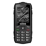 Hammer H Rock Handy ohne Vertrag, 2.4 Zoll Farbdisplay, Robust, Mega Batterie 1800 mAh, (IP68), Stoßfest, Baustellen Tasten, Taschenlampe, Dual SIM, Tastenhandy - Schwartz