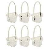 Hemoton Weißer Rattan-Blumenkorb, Kindergröße, Picknickkorb mit Griff, Küche, Eierbehälter, Blumenmädchen, Korb, Lebensmittel, Obst, Organizer, 6 Stück