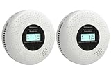 GiiHoo Rauch- und Kohlenmonoxid-Melder mit LCD-Display & Batteriebetrieb, Kombi-Alarm für Rauch und CO zur häuslichen Sicherheit EN 14604 & EN 50291 Zertifiziert, 10 Jahre Sensorlebensdauer