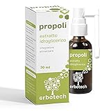 ERBOTECH Propolis Spray 30 ml, Urtinktur, reiner Extrakt, geeignet für KINDER, natürliches Heilmittel gegen Halsschmerzen und Husten, trägt zum Wohlbefinden der Atemwege bei, Made in Italy