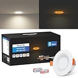 KEELED Einbaustrahler LED mit Nachtlicht, LED Spots 230v, 6W, 3000K/4000K/6000K Wählbar, Schnittloch 70-85mm, IP44, Gehäuse aus Aluminiumdruckguss, 8er Set