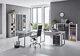 BMG-Moebel.de Büromöbel komplett Set Arbeitszimmer Office Edition in Lichtgrau/Anthrazit Hochglanz (Set 5)