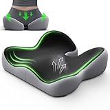 Benazcap Sitzkissen OrthopäDisch,Memory Foam Sitzkissen Stuhlkissen füR BüRostuhl, Verbesserte Sitzkissen Stuhl füR SteißBein-Schmerzlinderungskissen füR Auto/Rollstuhl Schwarz Grau