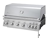 GRANDSTATE Merlin 641, Built-In Einbaugrill, 6 Brenner Gasgrill, mit Gussrosten, 1x Infrafrotbrenner, 1x Rückwandbrenner und Grillspieß, aus Edelstahl, starke Gesamtleistung von 24,2 kW