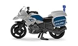 siku 1551, BMW Polizeimotorrad, Metall/Kunststoff, Blau/Silber, Spielzeug-Motorrad für Kinder, Blaulicht, Beweglicher Lenker und Ständer