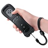 Aicharynic Wii-Fernbedienung, Gamecontroller Wii Controller Wireless Remote Bewegungssensor Vernbedinung Ersatz Gamepad Controller für Wii und Wii-Konsole mit Silikonhülle und Handschlaufe (Schwarz)