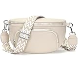 JSDOST Bauchtasche Damen Beige Umhängetasche Damen Klein Crossbody Bag Damen Veganes Leder Gürteltasche Damen Brusttasche Damen Hüfttasche Damen