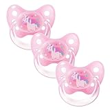 dentistar Silikon Schnuller 3er-Set - Größe 2, 6-14 Monate - Zahnfreundlicher Nuckel mit Dentalstufe – BPA-frei - Made in Germany - Einhorn, Rosa