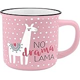 GRUSS & CO Becher Motiv 'Lama' | New Bone China Porzellan, Emaille-Optik, 35 cl | Geschenk lustig | 45784