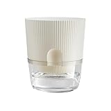 Samlonge 4er Set Blumentopf, 15cm Selbstbewässerungstopf, Blumentopf mit Bewässerungssystem, Enthält Vier Bewässerungsseil zum Aufnehmen von Feuchtigkeit, Blumentöpfe für Balkon & Innenbereich - Weiß