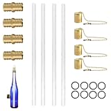 Fackeldocht – Weinflaschen-Taschenlampen-Set, 4 Dochte Kupferlampe, Messing-Dochthalter, Gartenweinflasche, kreatives Set, Ersatzzubehör für Innen- und Außendekoration